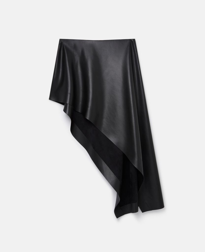 Satin Asymmetric Skirt, Woman, Black, Size: 44