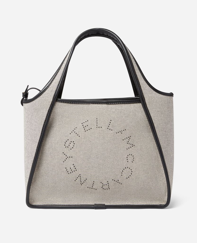 Stella Logo Cotton Canvas Crossbody Bag, Woman, Black/White