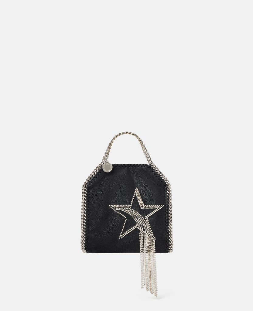 Falabella Crystal Star Embroidery Tiny Tote Bag, Woman, Black