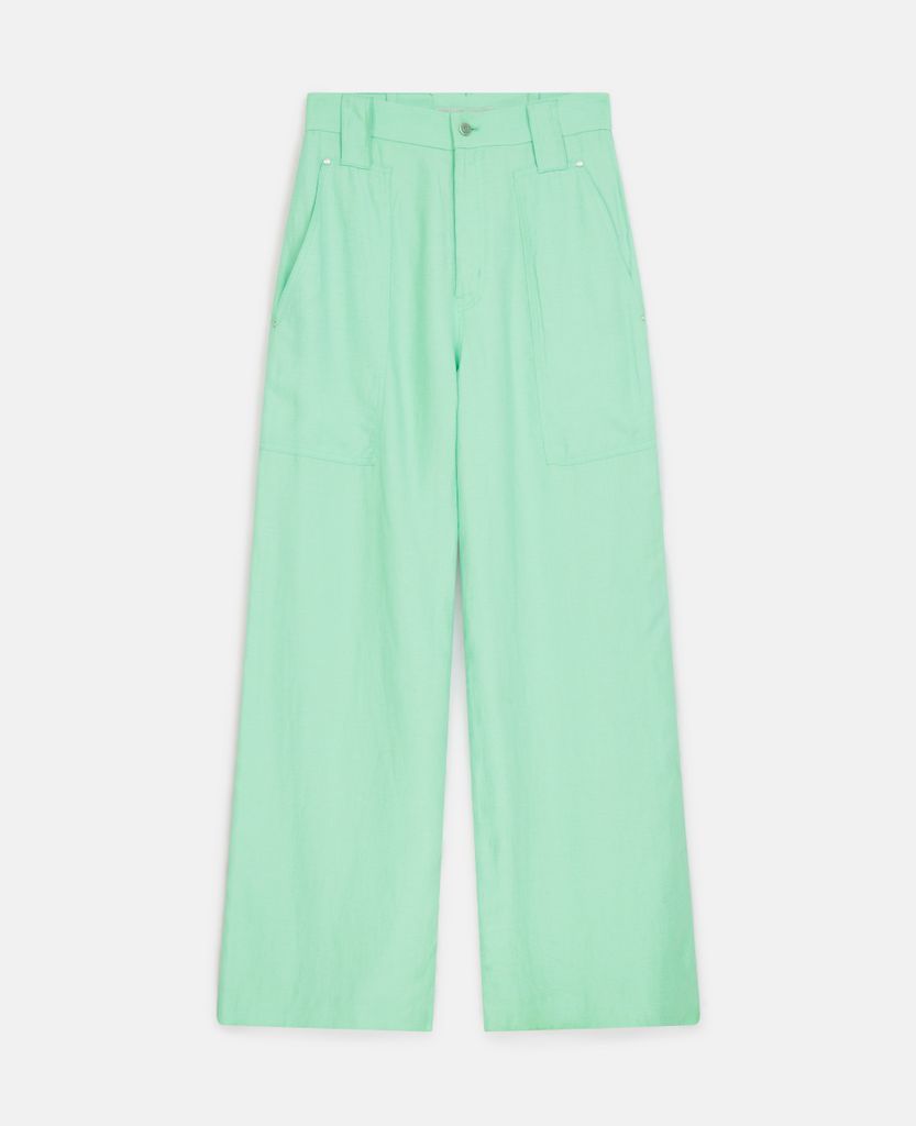 Wide Leg Trousers, Woman, Fluo Mint, Size: 38