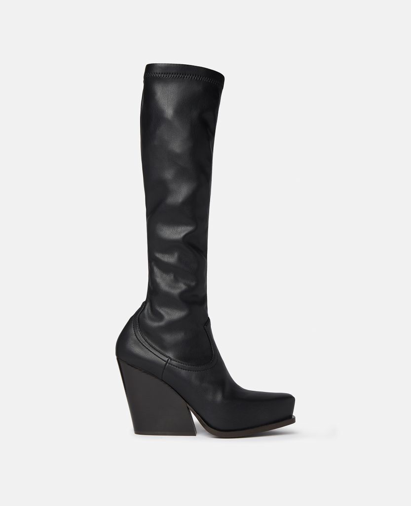 Cowboy Knee-High Boots, Woman, Black, Size: 37