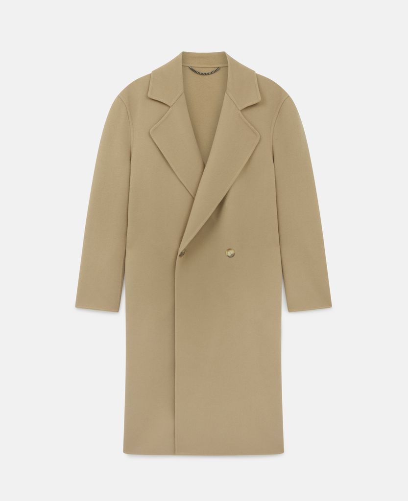Double-Breasted Wool Coat, Woman, Camel, Size: 42