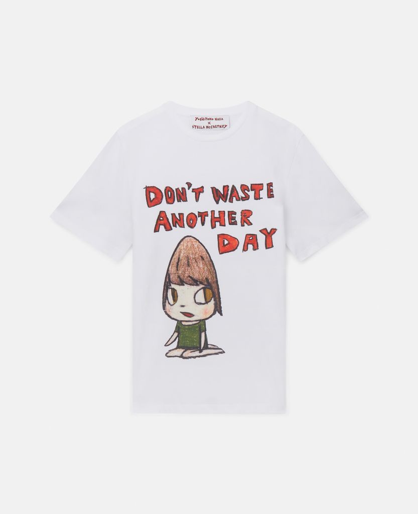 Don't Waste Another Day Slogan Oversized T-Shirt, Woman, Pure White, Size: XXS