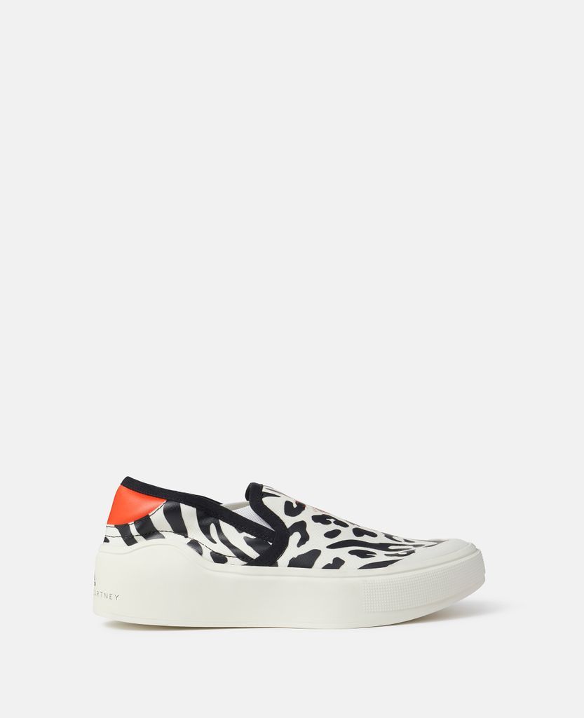 Court Slip-On Trainers, Woman, Off White/Core Black, Size: 5h