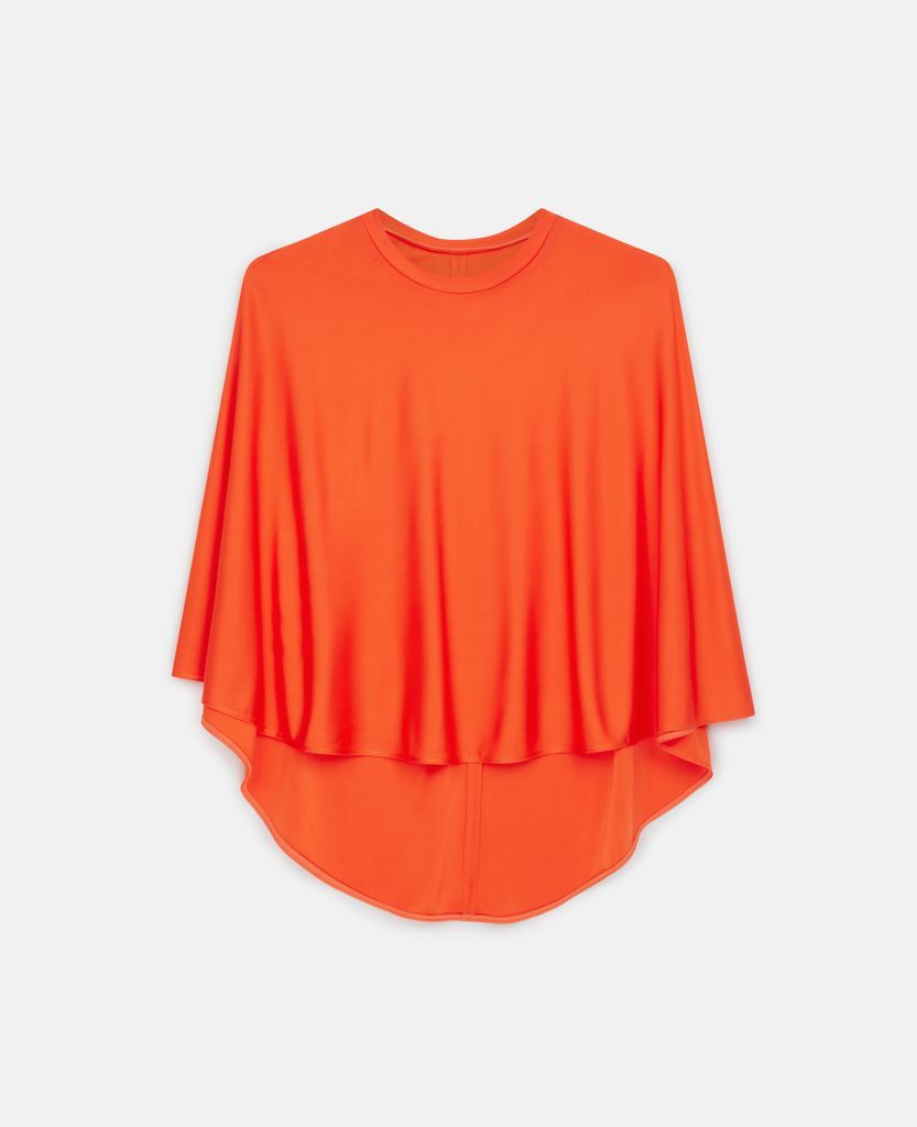 Satin Cropped Cape Top, Woman, Glow Orange, Size: 42