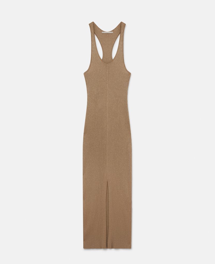 Sparkle Knit Floor-Length Dress, Woman, Gold, Size: 44