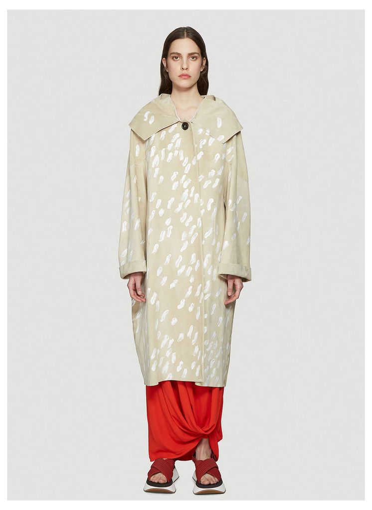 Marni Paint Embellished Suede Coat in Beige size IT - 40