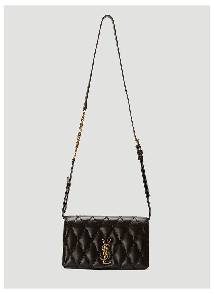 Saint Laurent Angie Leather Chain Bag in Black size One Size