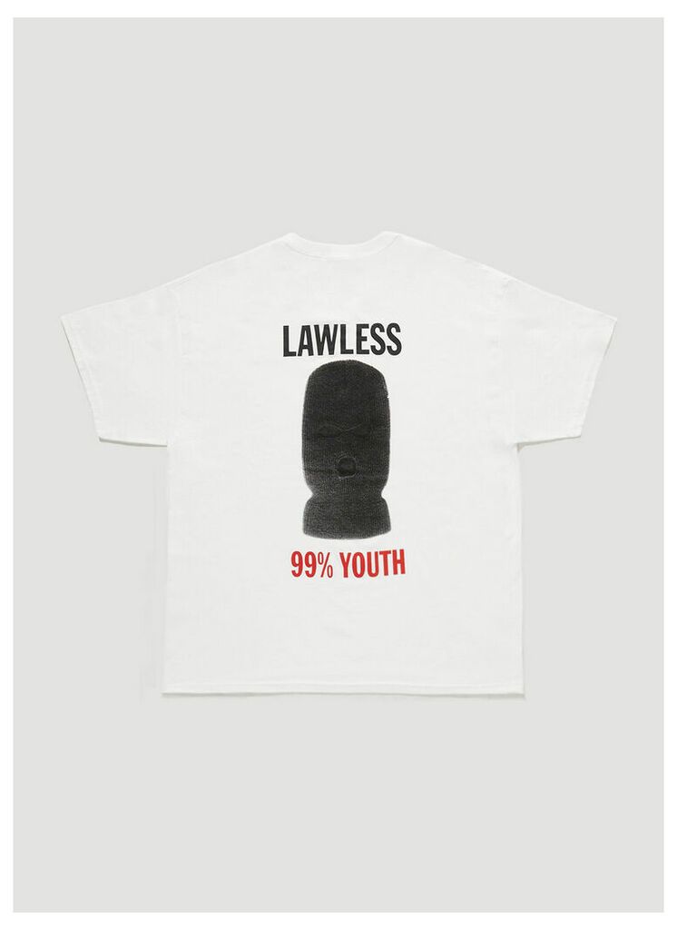 O K L Y N Article 5 Lawless 99% Youth T-shirt in White size S