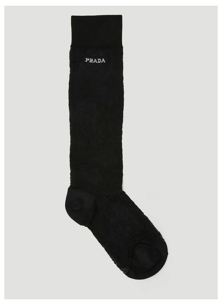 Prada Logo Socks in Black size S