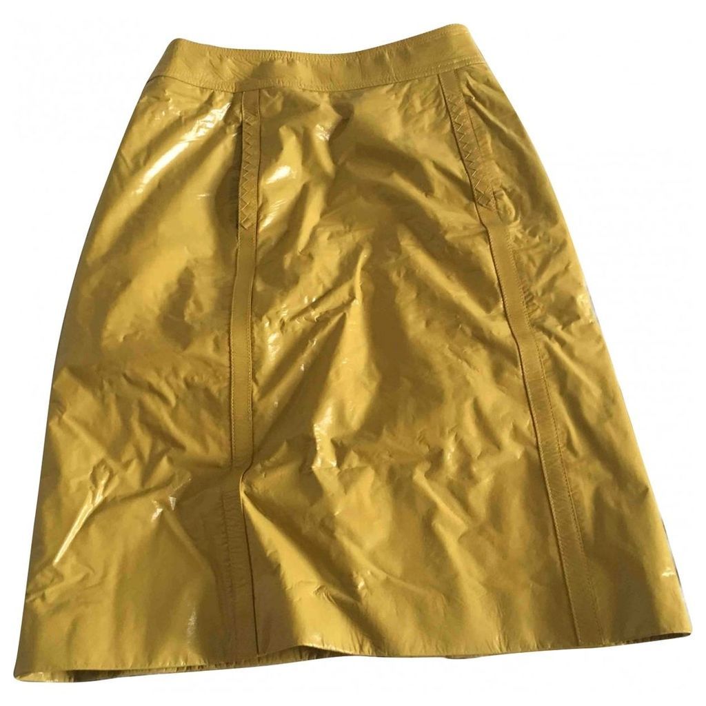 Patent leather mid-length skirt