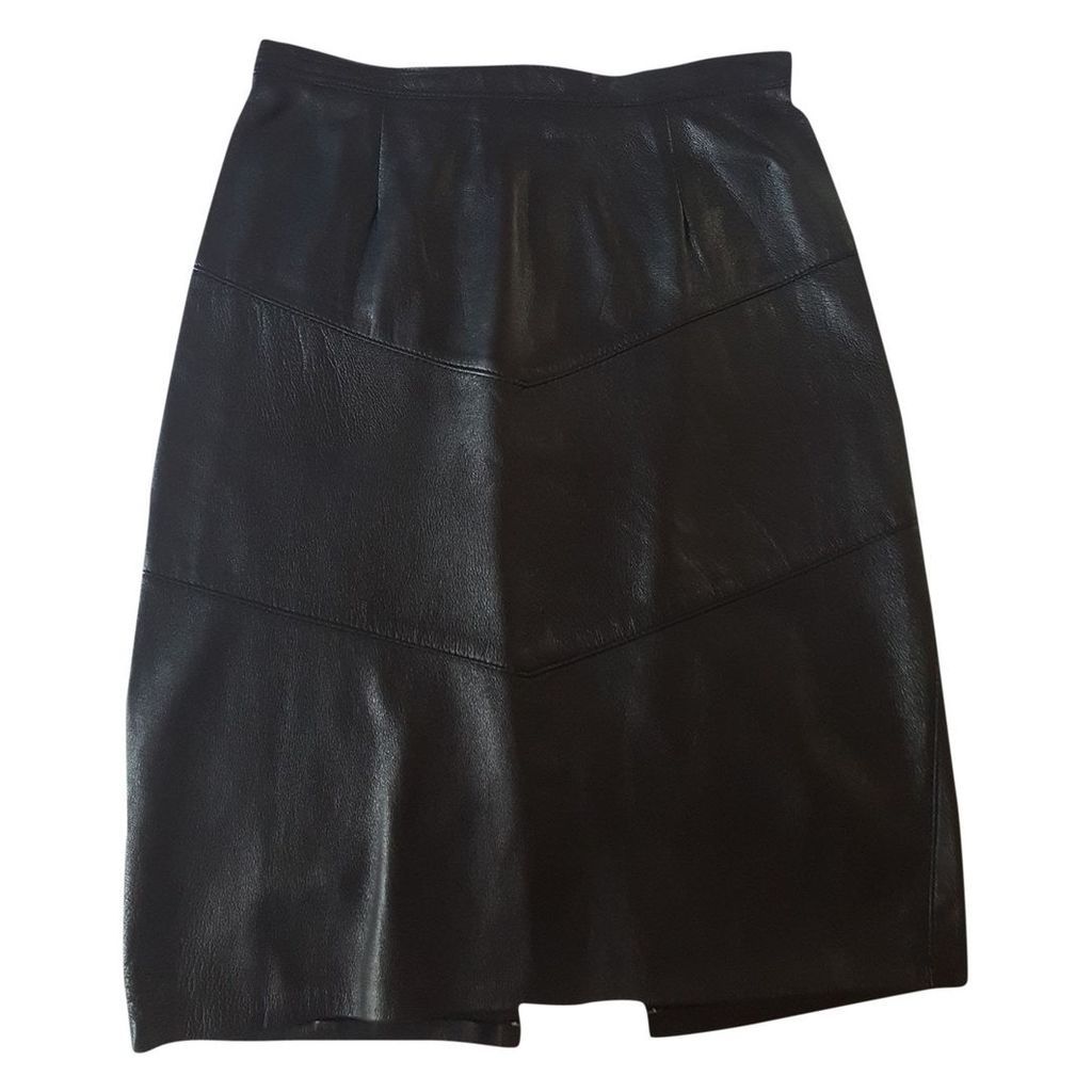 Leather mid-length skirt