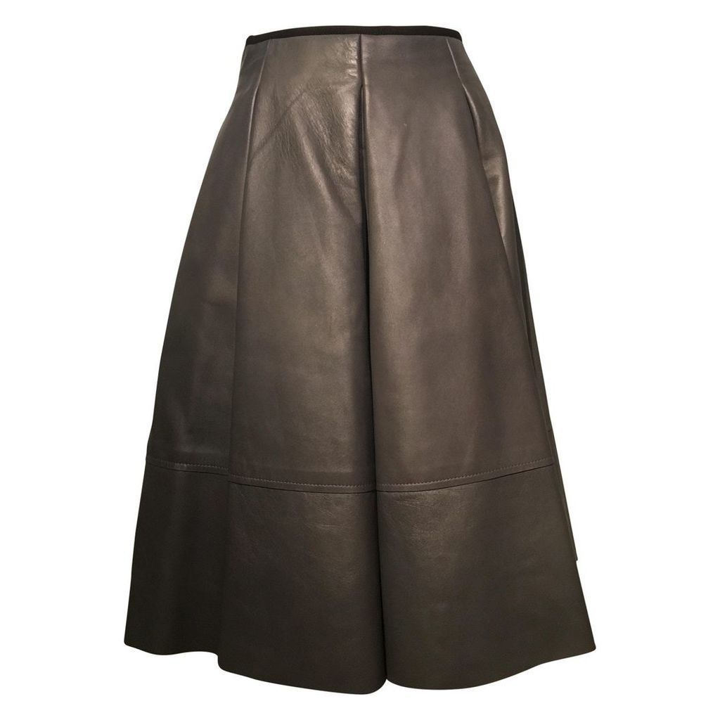 Leather mid-length skirt