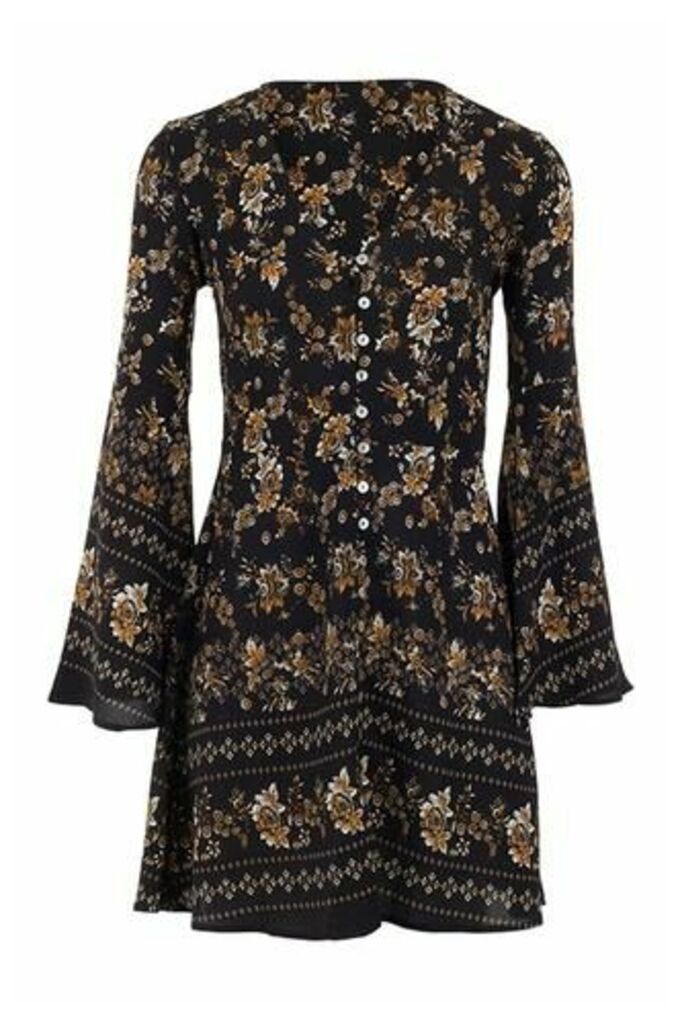 Floral Button Front Tunic Dress