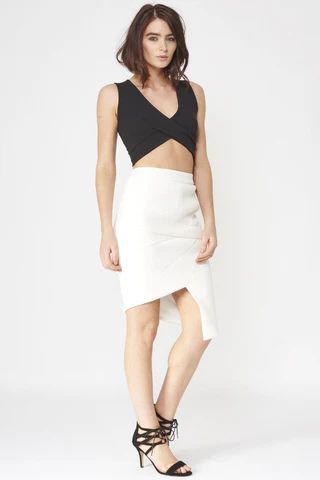 Asymmetric Skirt With Fold Over Detail