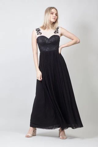 Lace Bodice A-Line Maxi Dress