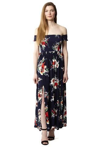 Floral Bardot Maxi Dress