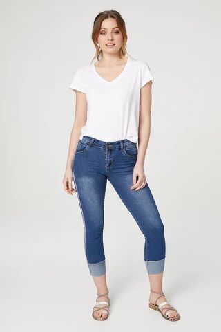High Waisted Cropped Skinny Jeans