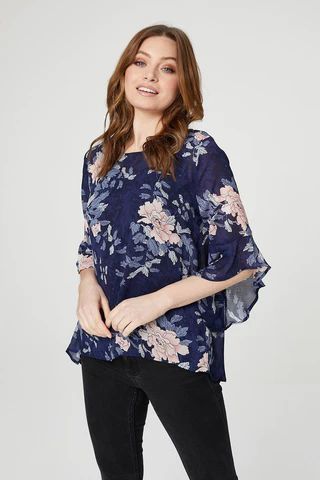 Floral Frill Sleeve Blouse