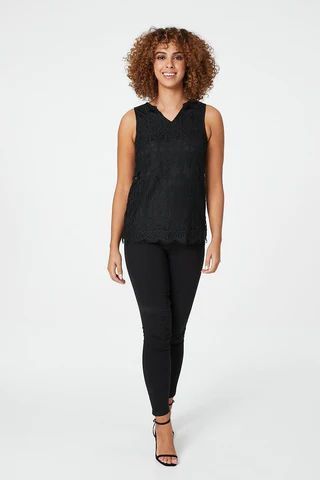 Lace Collarless Top
