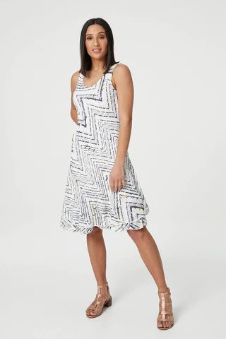 Chevron Layered Hem Dress