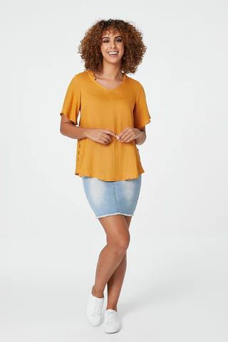 Button Side Slouchy Top