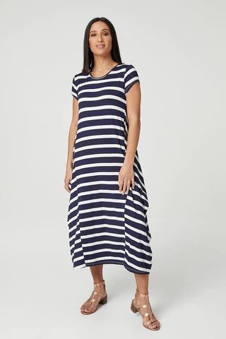 Striped Smock Midi Dress
