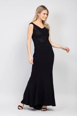 Sequin Top Bardot Maxi Prom Dress