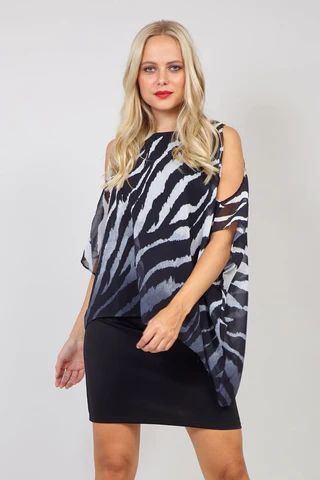 Zebra Print Overlay Dress