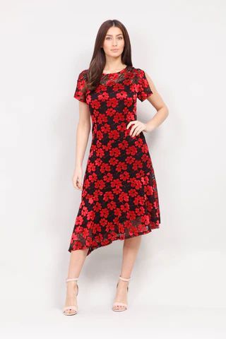 Floral Asymmetric Midi Dress