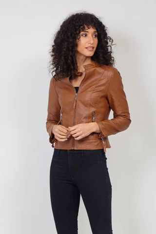 Faux Leather Zip Front Biker Jacket