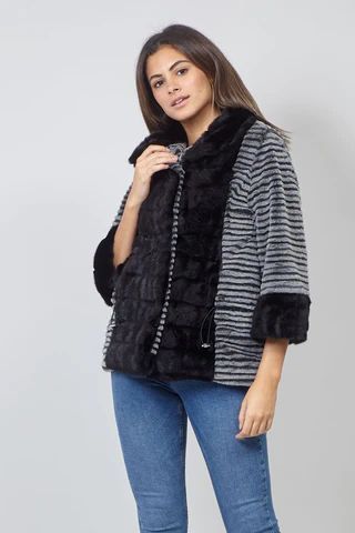 Striped Faux Fur Jacket