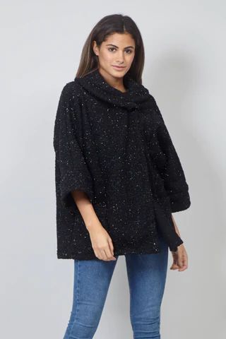 Faux Batwing Sleeve Coat