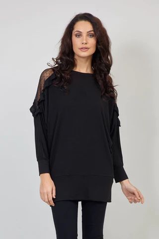 Lace Detail Sheer Sleeve Top