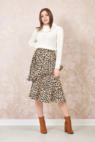 Leopard Print Tie Waist Skirt