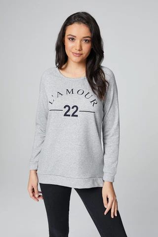 L'amour Print Slouchy Sweater