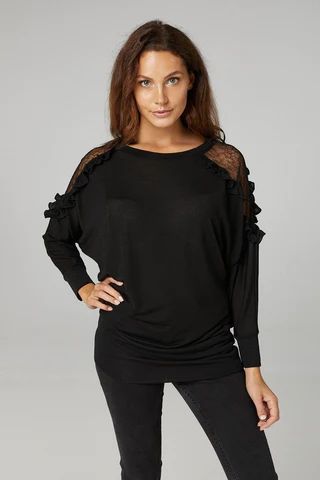 Lace Detail Slouchy Jumper