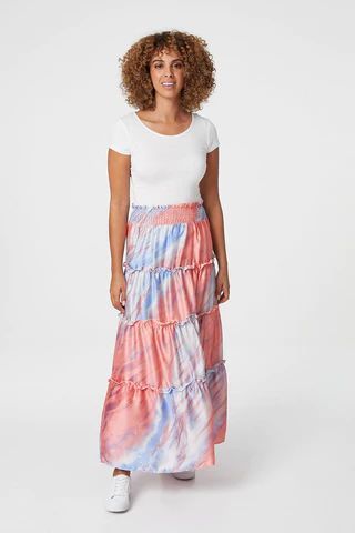Tie Dye Tiered Maxi Skirt