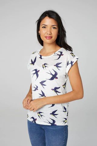 Swallow Bird Print T-Shirt