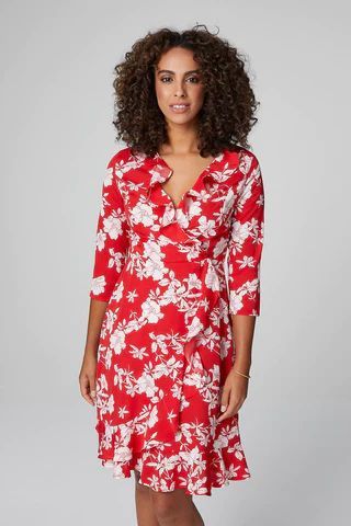 Floral 3/4 Sleeve Fit & Flare Dress