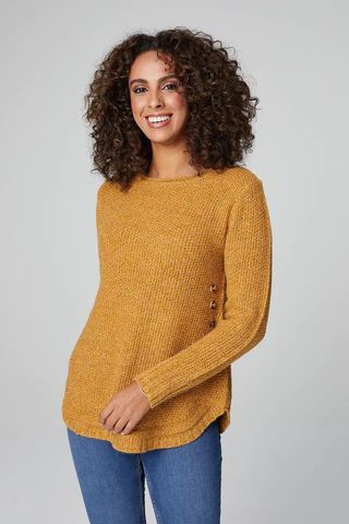 Button Detail Long Sleeve Knitted Sweater