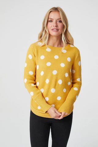 Polka Dot Long Sleeve Knitted Sweater