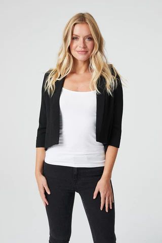 Sheer Cropped Open Front Jacket