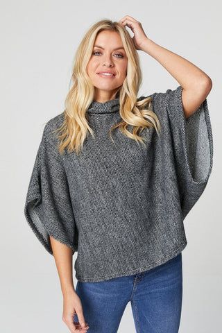3/4 Sleeve Cowl Neck Sweater Top
