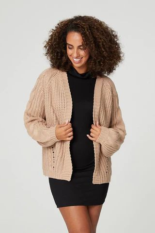 Open Front Cable Knit Oversized Cardigan