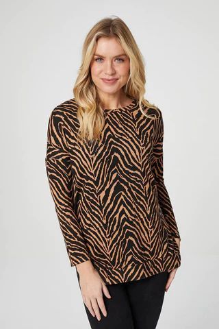 Zebra Print Long Sleeve Top