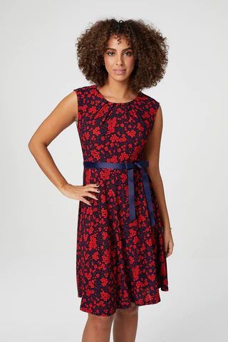 Floral Sleeveless Fit & Flare Dress