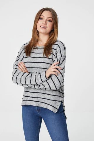 Striped Batwing Relaxed Jumper