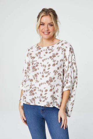 Floral Oversized Batwing Blouse
