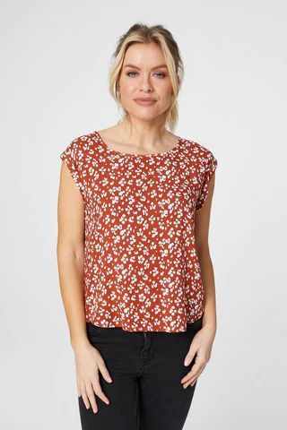 Floral Cap Sleeve T-Shirt